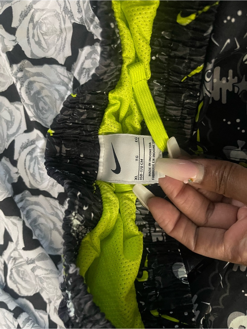 Nike Black and Neon Yellow Kids' Athletic Shorts